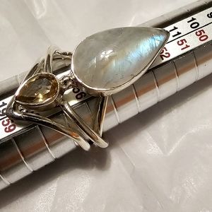 Moonstone and Citrine Sterling Silver Ring